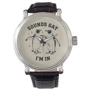 Schwule Pinguin-Sounds Gay Ich Bin In Vintage Quee Armbanduhr