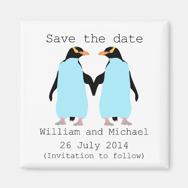 Schwule, Pinguine halten Save the Date Hände Magnet (Vorne)