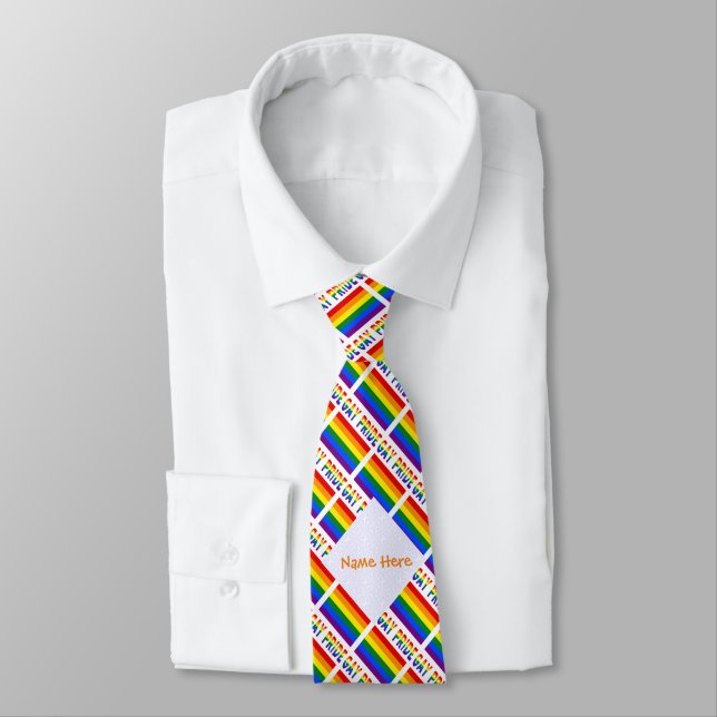 Schwule Pride-Flagge LGBTQ-gekachelt Krawatte (Gebunden)