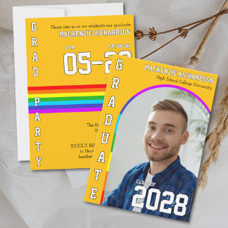 Schwule Studenten stolz Regenbogen Gelbe Abschluss Einladung