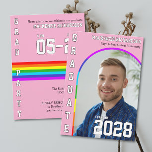 Schwule Studenten stolz Regenbogen Rosa Abschlussf Einladung