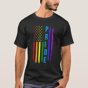 Schwulen-Stolz Amerikanische Regenbogenflagge LGBT T-Shirt