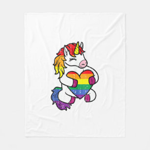 Schwulen-Stolz-Einhorn-Herz-Regenbogen-Flagge-Lgbt Fleecedecke