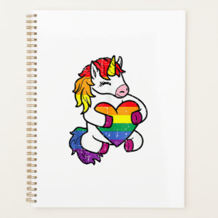 Schwulen-Stolz-Einhorn-Herz-Regenbogen-Flagge-Lgbt Planer
