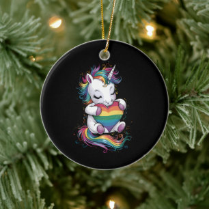 Schwulen Stolz Einhorn Herz Regenbogenflagge Lgbt Keramik Ornament