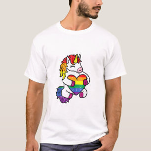 Schwulen Stolz Einhorn Herz Regenbogenflagge Lgbt T-Shirt