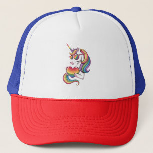 Schwulen-Stolz-Einhorn-Herz-Regenbogenflagge LGBT Truckerkappe
