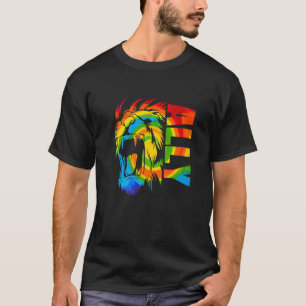 Schwulen Stolz Löwe Lgbt Q Cooles Tier Regenbogenf T-Shirt