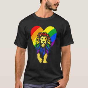 Schwulen Stolz Löwe Lgbt Q Cooles Tier Regenbogenf T-Shirt