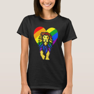 Schwulen Stolz Löwe Lgbt Q Cooles Tier Regenbogenf T-Shirt