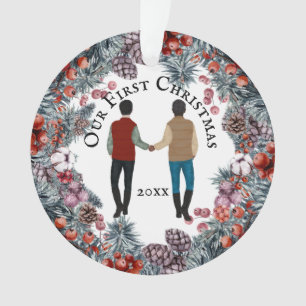 Schwulenpaar kaukasische afrikanische Männer Kranz Ornament