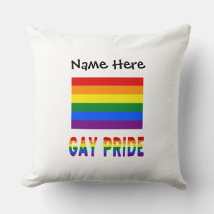 Schwulenstolz und Regenbogenflagge mit Ihrem Namen Kissen