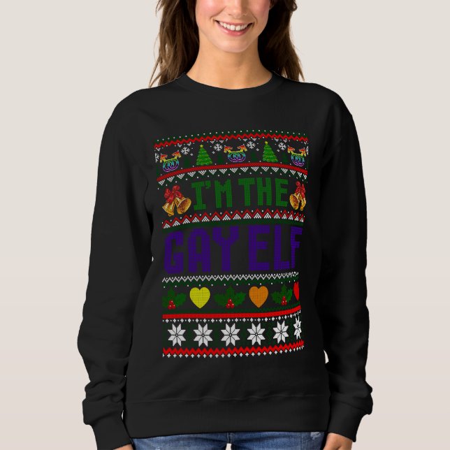 Schwuler Elf Regenbogenflagge Schwuler Stolz  Schw Sweatshirt (Vorderseite)