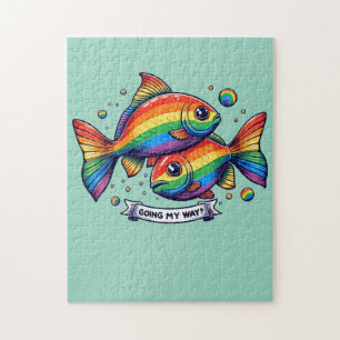 schwuler LGBTQ Regenbogenfisch Puzzle