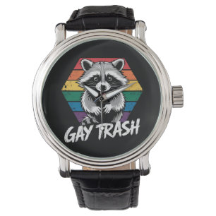 Schwuler Müll Waschbär LGBTQ Stolz Vintage Armbanduhr