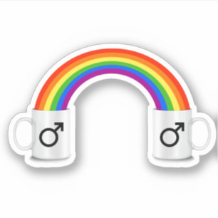 Schwuler Regenbogen-Kaffeetreff Aufkleber