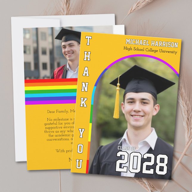 Schwuler Studenten Stolz Regenbogen Gelb Danke (Von Creator hochgeladen)