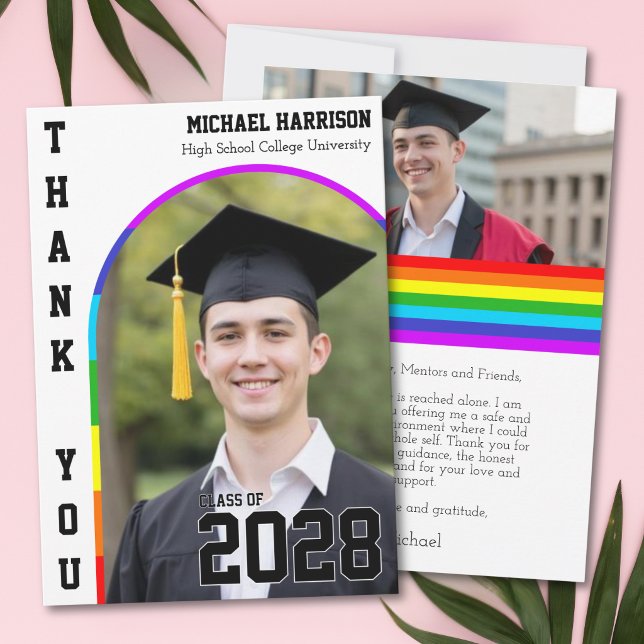 Schwuler Studenten Stolz Regenbogen Weiß Danke (Von Creator hochgeladen)