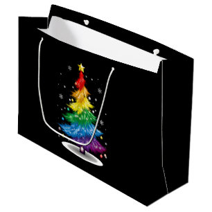 Schwules LGBT Pride Regenbogen-Weihnachtsbaum Froh Große Geschenktüte