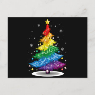 Schwules LGBT Pride Regenbogen-Weihnachtsbaum Froh Postkarte