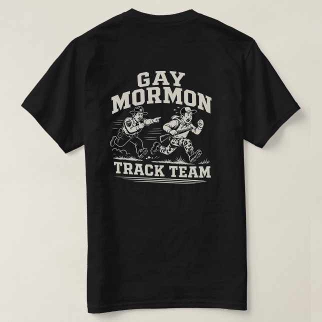 Schwules Mormon Track Team T-Shirt (Design Rückseite)