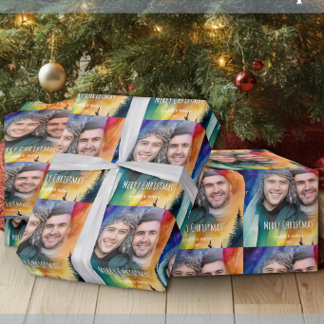 Schwules Paar Unser erstes Weihnachtsfoto Geschenkpapier