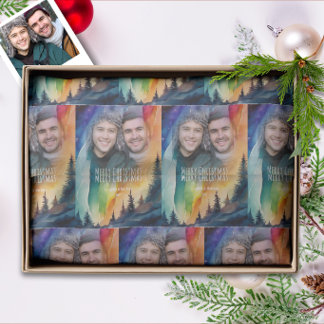 Schwules Paar Unser erstes Weihnachtsfoto Seidenpapier