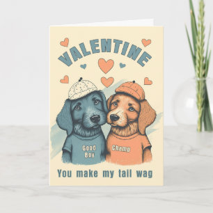 Schwules Valentinstag Süße männliche Hunde in Blau Feiertagskarte
