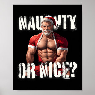 Schwules Weihnachten Muskel Daddy Bär Netter Santa Poster