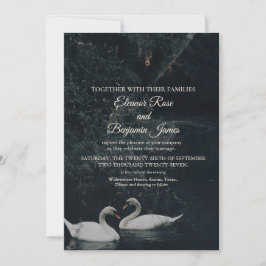 Schwungvolle romantische Schwan-Hochzeitseinladung Einladung