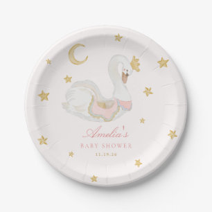 Schwungvolle Schwan-Baby-Shower-Platte Pappteller