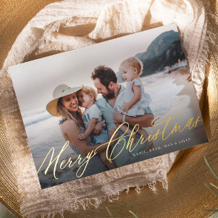 Schwungvolles Skript Frohe Weihnachten Zwei Fotos Folien Feiertagskarte