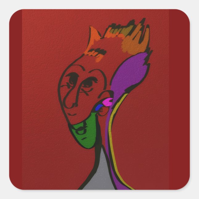 Sci-fi Alien Elder Leader Square Stickers (Vorderseite)