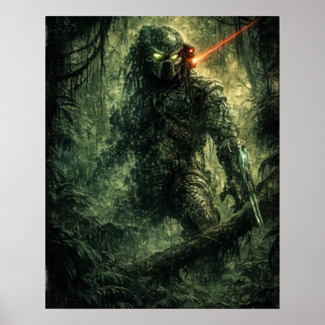 Sci-Fi-Alien-Jäger-Dschungelkrieger Poster (Vorne)