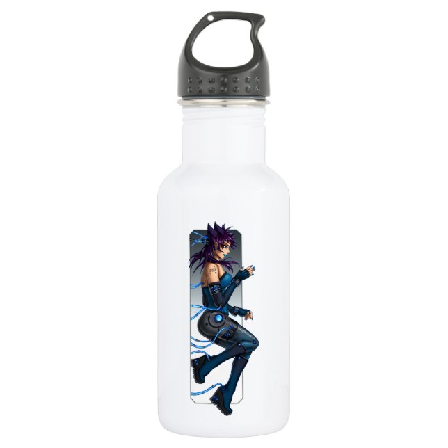 Sci-Fi Anime Girl Edelstahlflasche (Vorderseite)