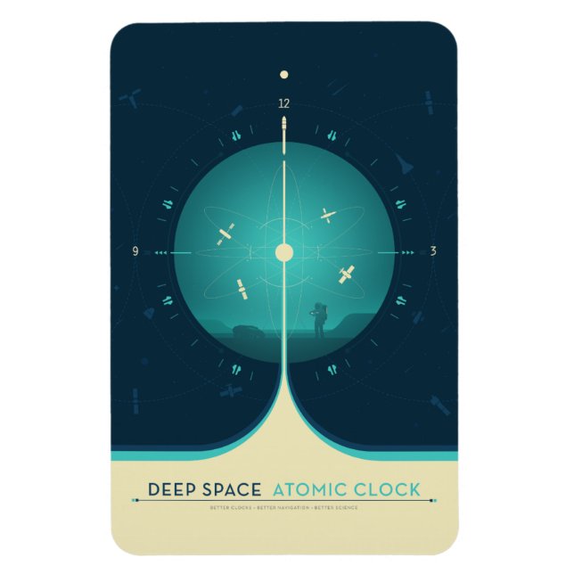 Sci-Fi-Anzeige, blaue Atomuhr, tiefer Raum Magnet (Vertikal)
