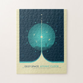 Sci-Fi-Anzeige, blaue Atomuhr, tiefer Raum Puzzle