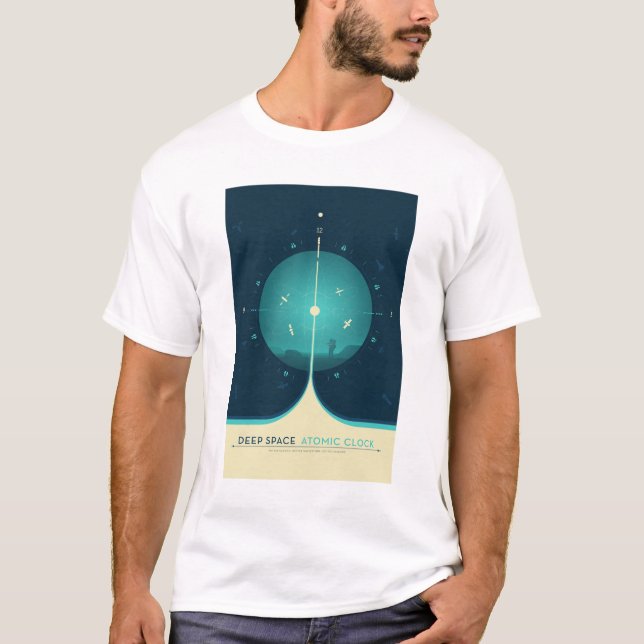 Sci-Fi-Anzeige, blaue Atomuhr, tiefer Raum T-Shirt (Vorderseite)