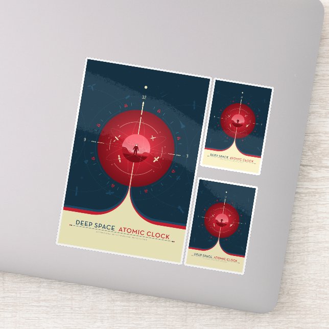 Sci-Fi-Anzeige, rote Atomuhr, tiefer Raum Aufkleber (Detail)