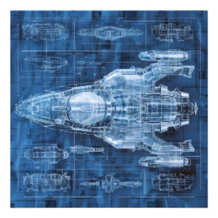 SCI-Fi Blueprint Space Ship Fotodruck