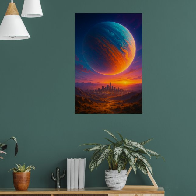Sci-Fi Cosmic City Poster Wall Art – Futuristic  (Wohnzimmer 1)