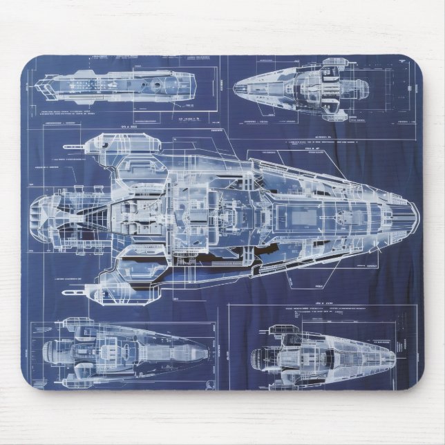 Sci-Fi-Diagramm für das Schiff Mousepad (Vorne)