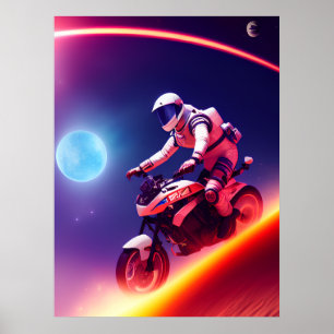 Sci-Fi Digital Wall Decor, Futuristic Biker Poster