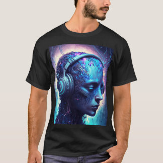 Sci-Fi Edm Android mit Headphones T-Shirt