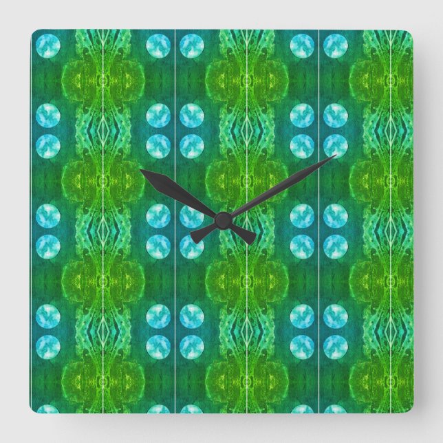 Sci-Fi - Fantasy Alien Space Planet Worlds Quadratische Wanduhr (Vorderseite)
