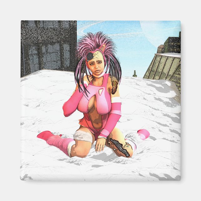 Sci Fi Female Cyborg Magnet (Vorne)