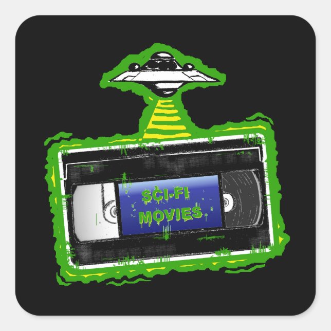 SCI-FI-Filme Quadratischer Aufkleber (Vorderseite)