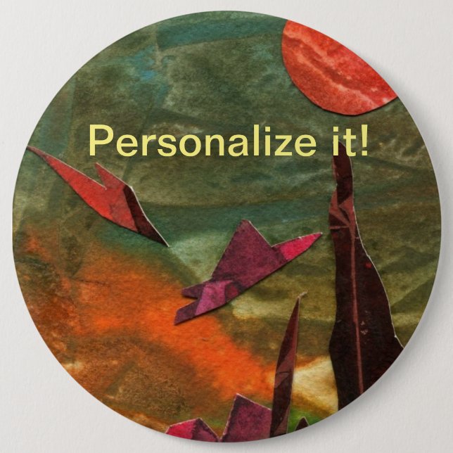 Sci-Fi "Fire Birds" Alien Lebensformen im Flug Button (Vorderseite)