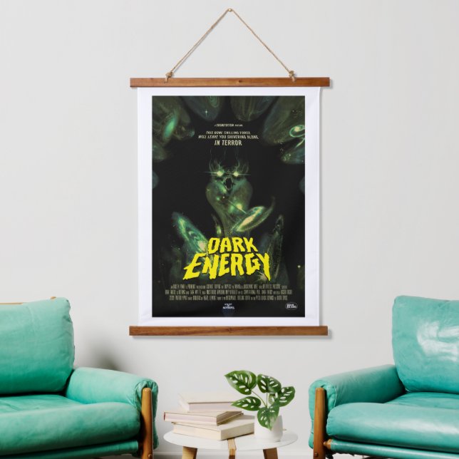 Sci-Fi Horror Movie Ad, Dark Energy Wandteppich Mit Holzrahmen (Wohnzimmer)
