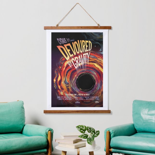 Sci-Fi Horror Movie Ad, gravity Wandteppich Mit Holzrahmen (Wohnzimmer)